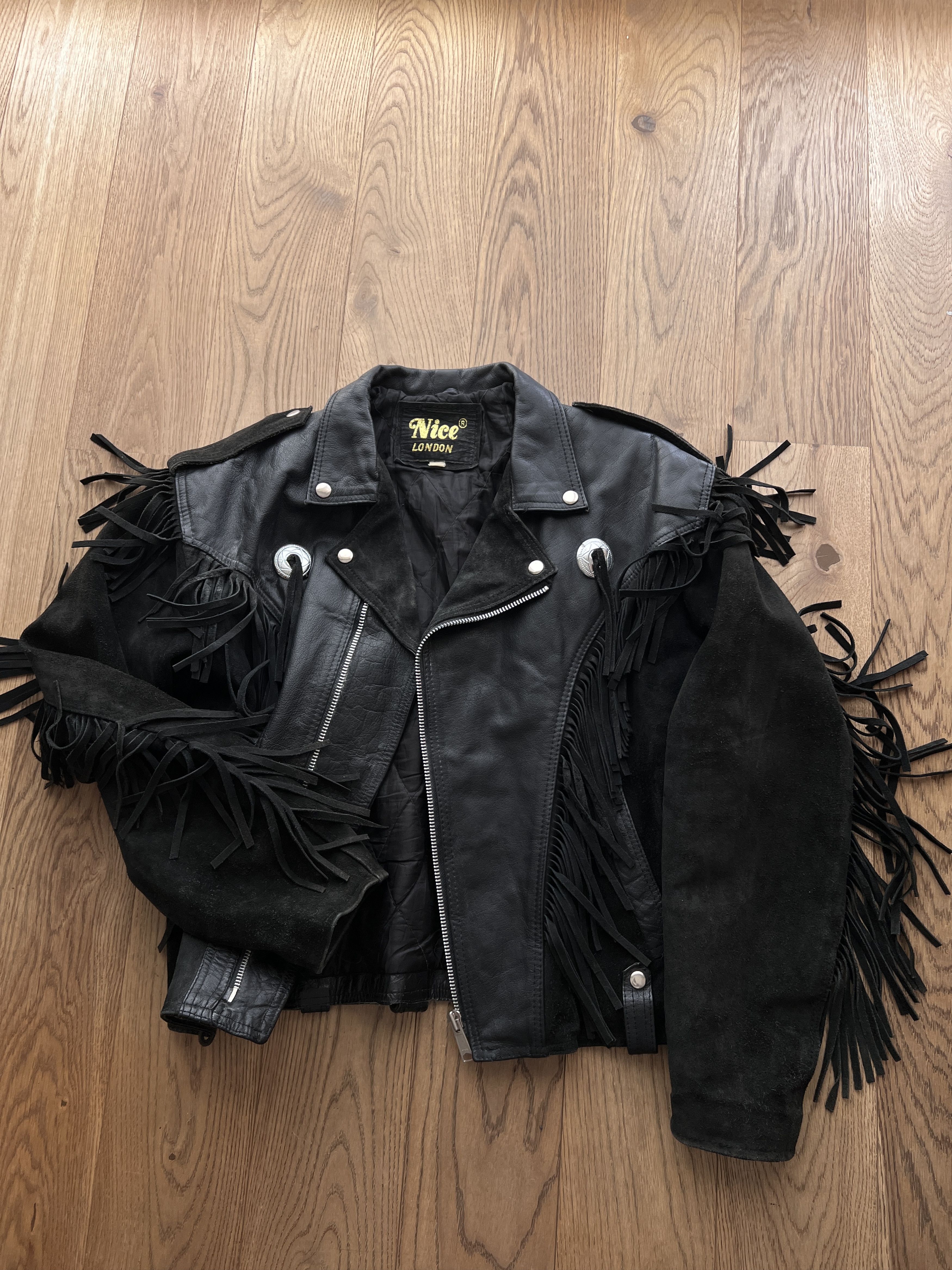 Other CRAZY Cowboy core vintage 90s cropped leather jacket bomber Size US L / EU 52-54 / 3 - 5 Thumbnail