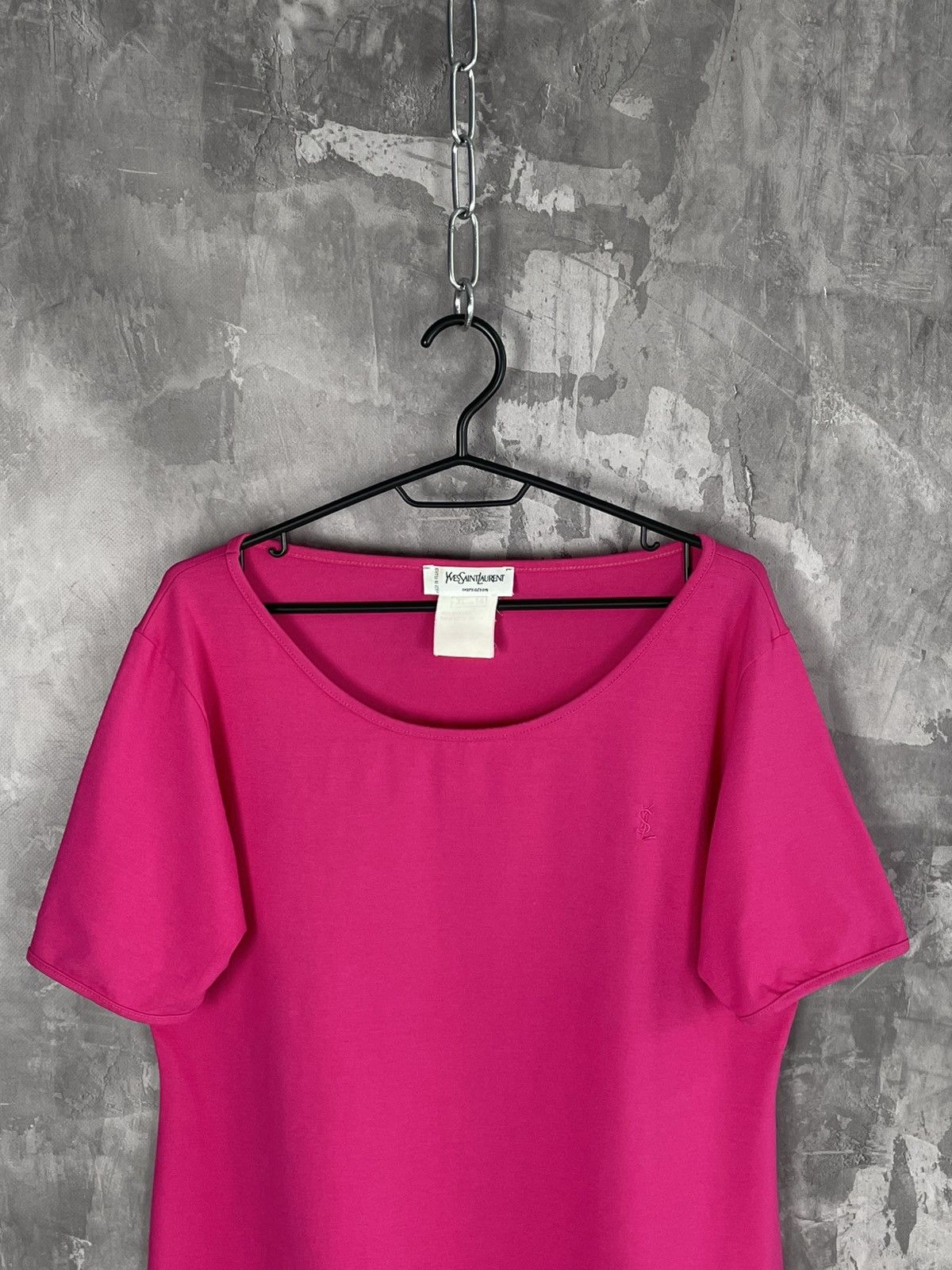 Vintage × Yves Saint Laurent YSL Yves Saint Laurent Luxury Pink Glamour Y2K T shirt 90s Size XL / US 12-14 / IT 48-50 - 2 Thumbnail