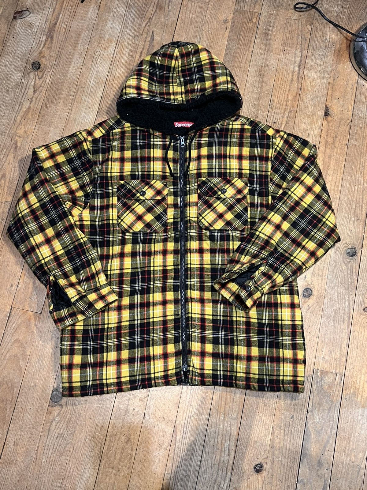 Supreme Supreme Lined zip up hooded flannel shirt | Grailed