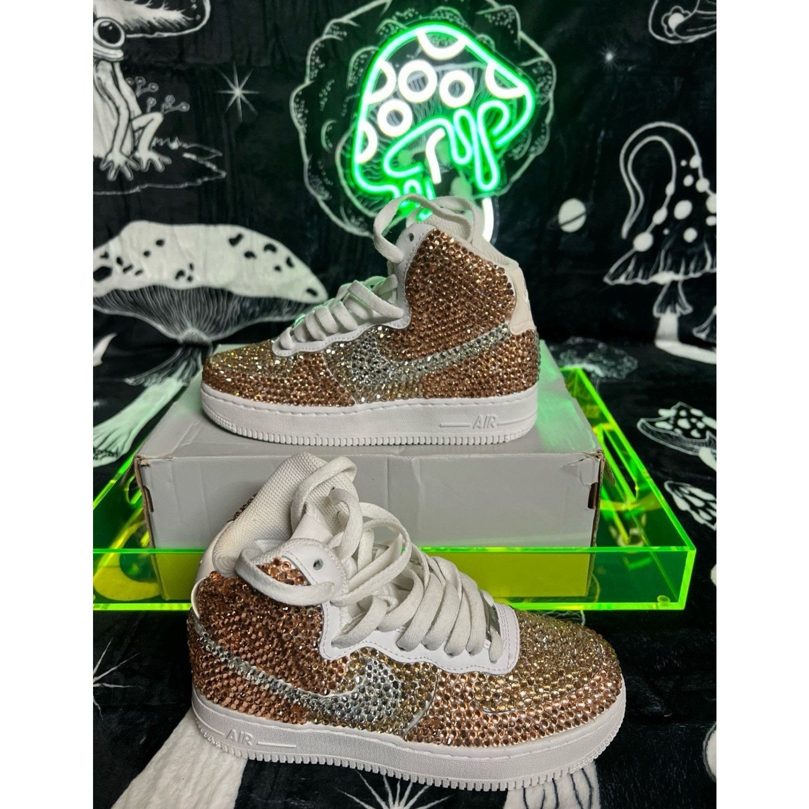 Nike Nike Air Force 1 Mid LE 3.5Y Rhinestone Custom Size US 4.5 / IT 34.5 - 1 Thumbnail