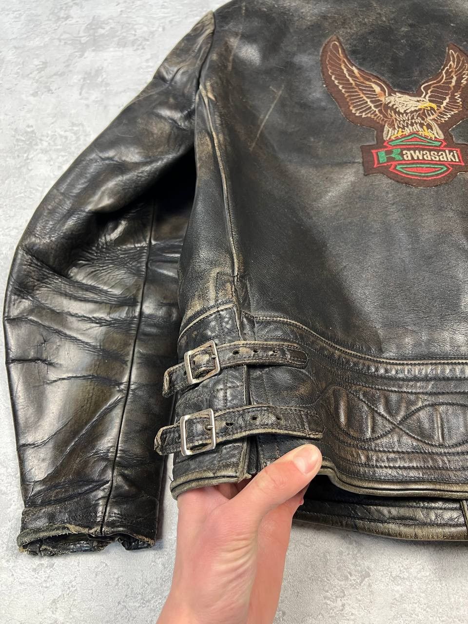 Vintage RARE Vintage 70-80’s Kawasaki Leather Bomber Jacket Size US M / EU 48-50 / 2 - 4 Thumbnail
