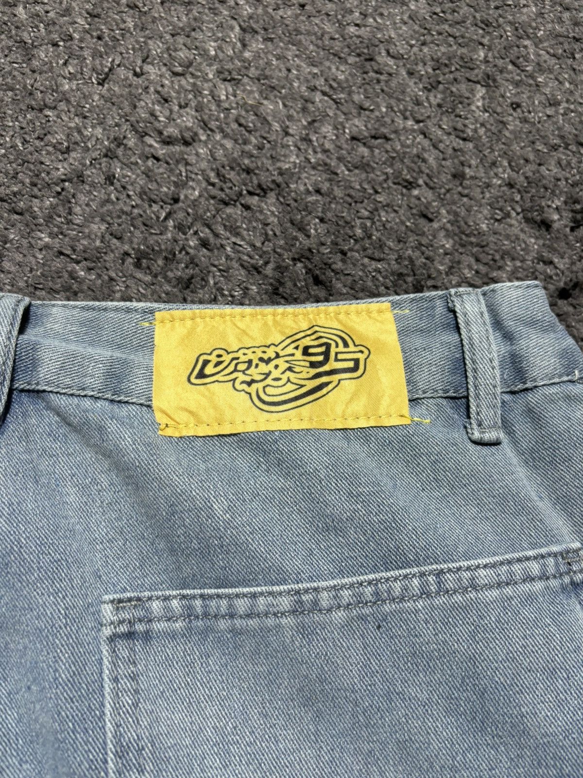 Jean × Vintage Vintage streetwear wide leg rare yellow blue baggy jeans Size US 33 - 16 Thumbnail