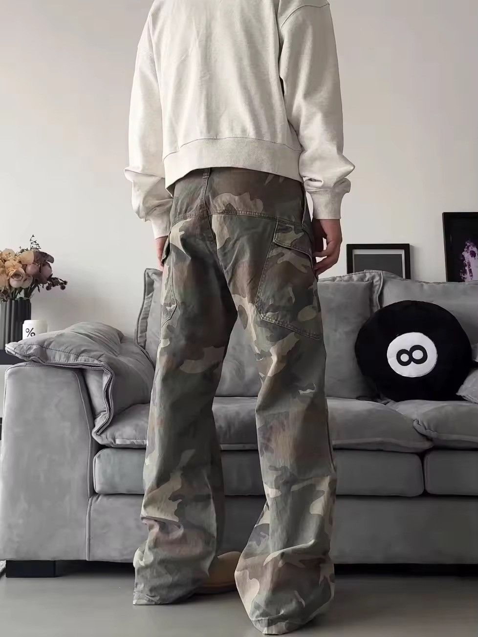 Japanese Brand Camo Cargo Wide Stacked Flare Pants Size US 30 / EU 46 - 3 Thumbnail