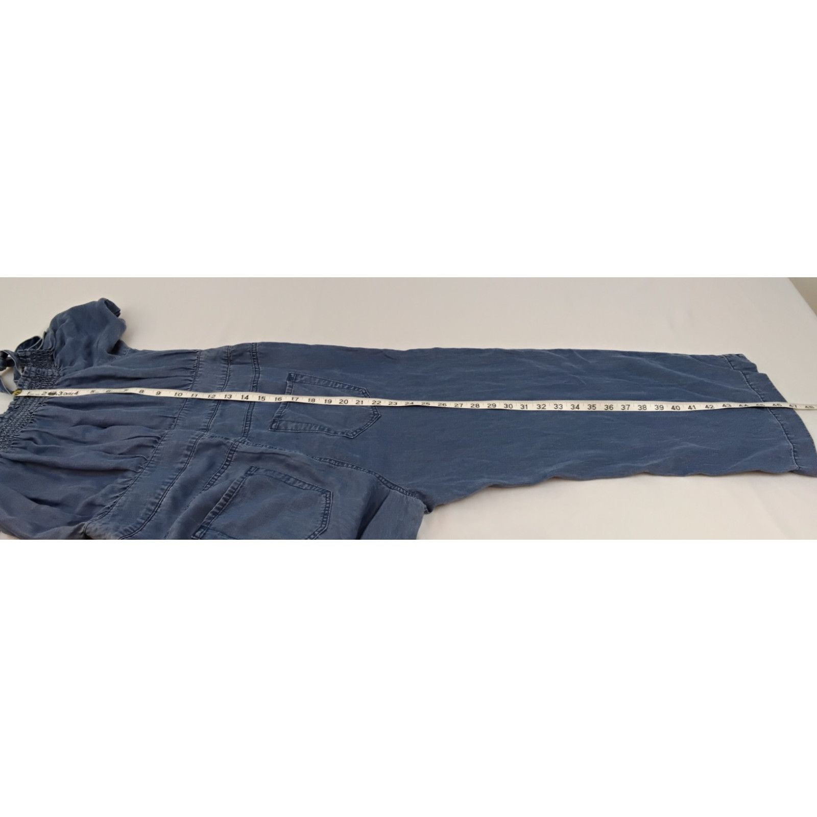 7 For All Mankind 7 For All Mankind Jumpsuit Women L Blue Smocked Lyocell New Size 34" / US 12 / IT 48 - 18 Thumbnail