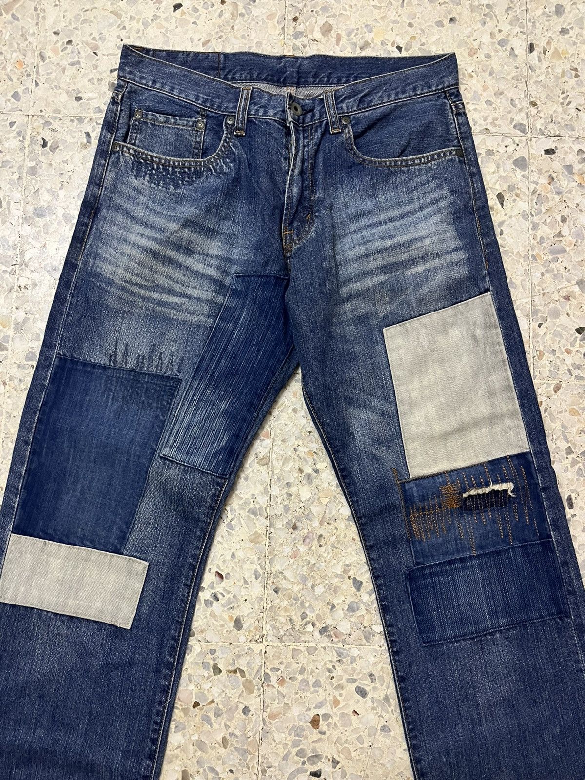 Japanese Brand Japanese brand distressed patchwork denim Size US 32 / EU 48 - 2 Thumbnail