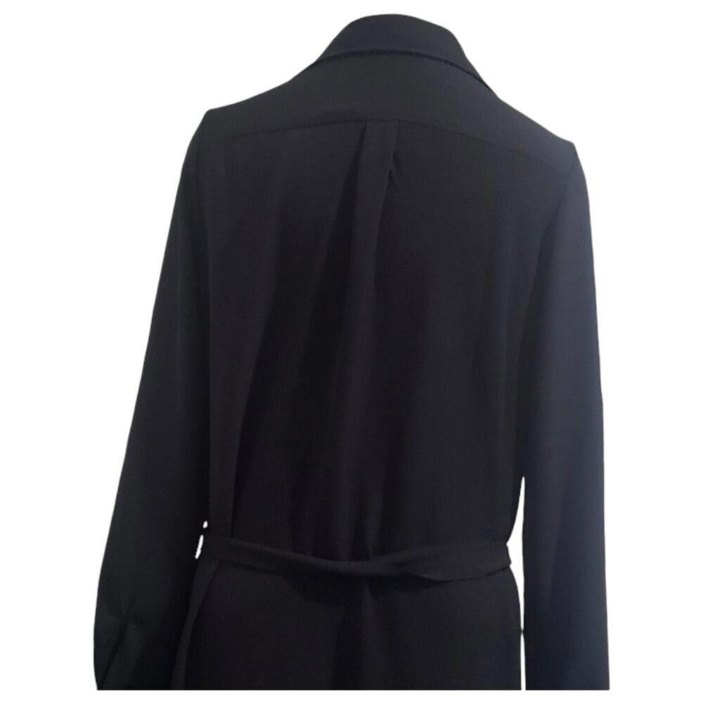 Designer CT1847 Spin Black Button Down Duster with Belt Strap S Size S / US 4 / IT 40 - 8 Thumbnail