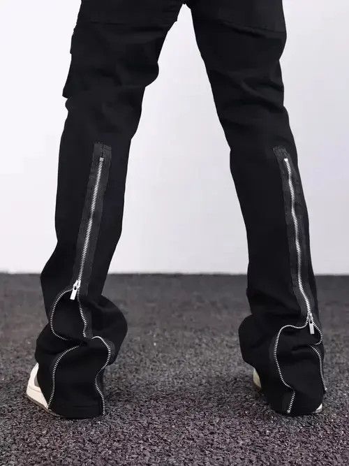Jean zipper punk flared cargo pants Size US 34 / EU 50 - 2 Thumbnail