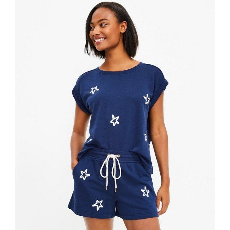 Lou & Grey Lou & Grey Star Cozy Cotton Soft Terry Shorts Embroidered St Size 26" / US 2 / IT 38 - 1 Thumbnail