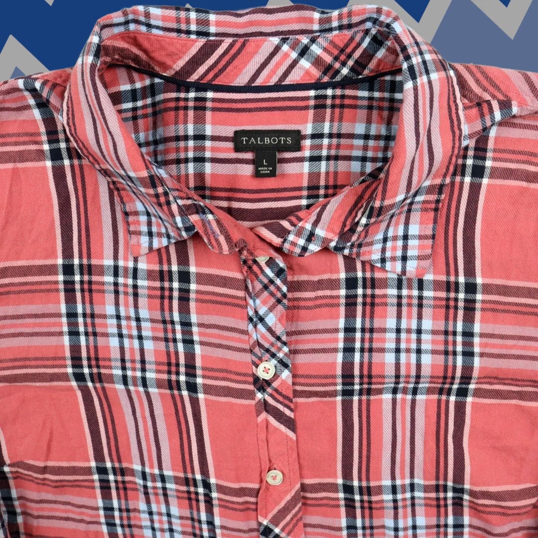 Talbots Talbots Shirt Womens Large Casual Button Up Pink Plaid Long Sleeve Size L / US 10 / IT 46 - 1 Thumbnail