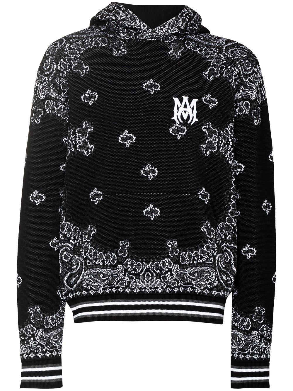 image of Amiri Bandana Pattern Hoodie in Black, Men's (Size XL)