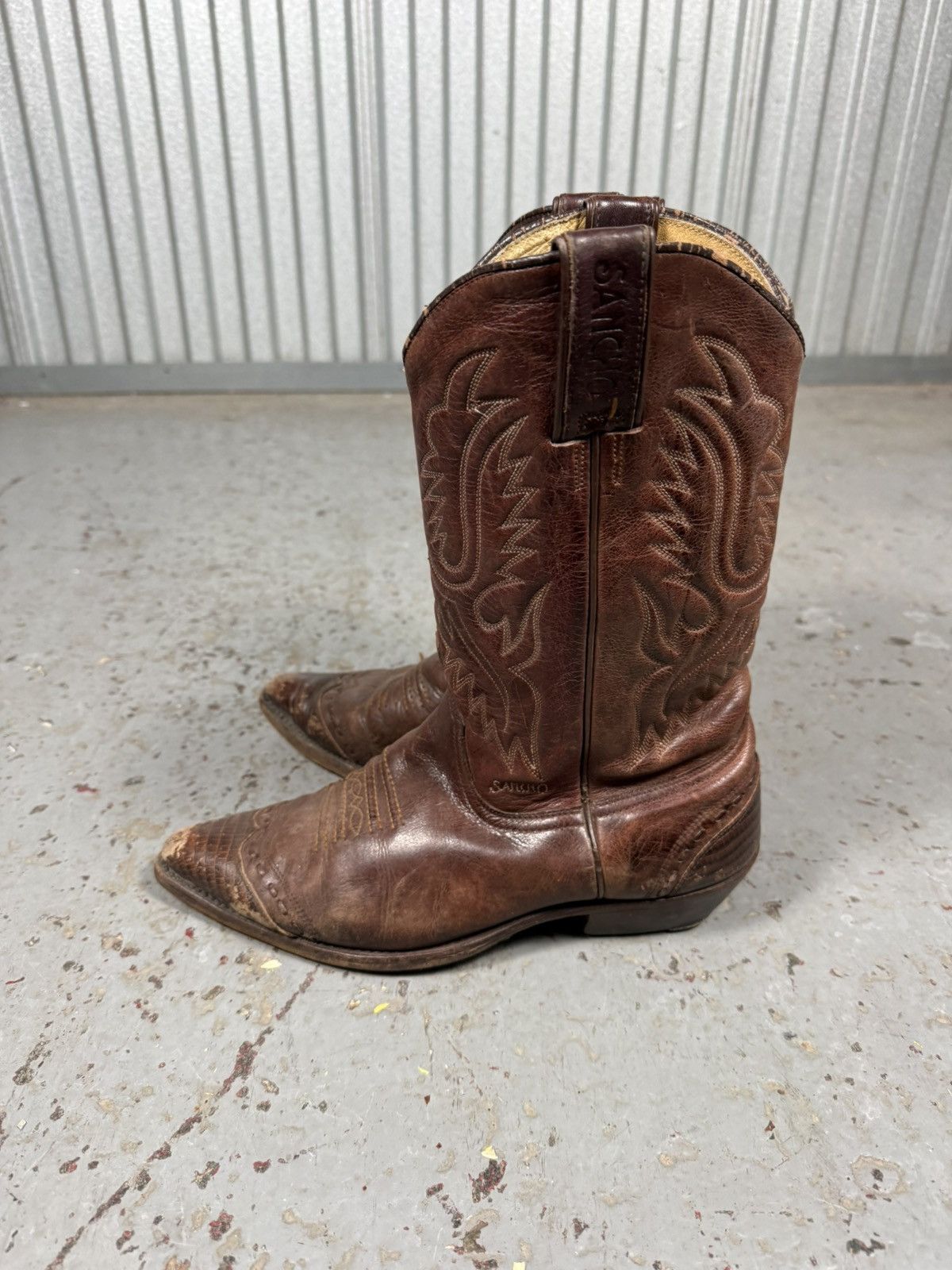 Sancho Boots 90s Vintage Sancho Spain Distressed Cowboy Boots Pointy Toes Size US 8 / EU 41 - 9 Thumbnail