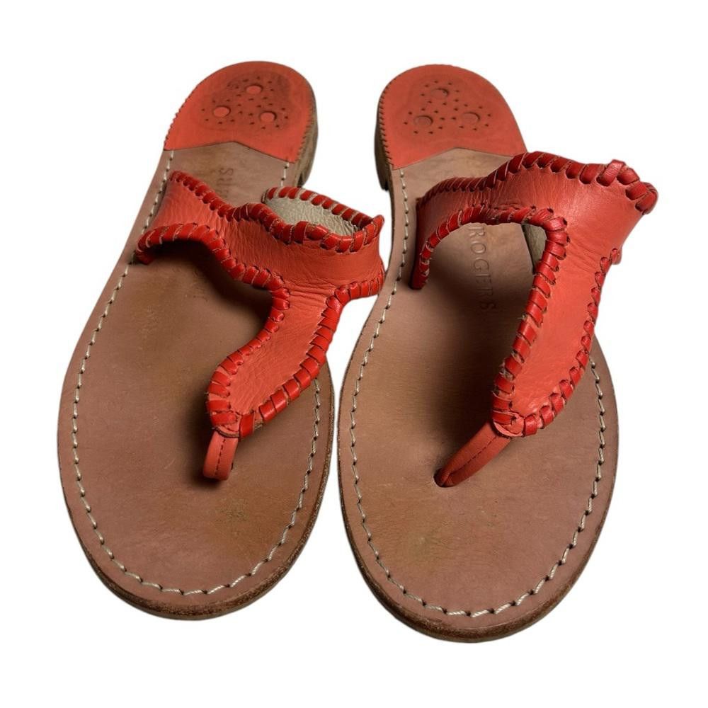 Designer Jack Roger l Jackie Leather Orange Sandals 9.5 Size US 9.5 / IT 39.5 - 2 Thumbnail