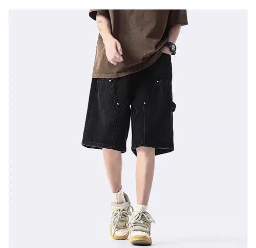 Mayuko i Black High Street Vintage Loose Fit Denim Shorts