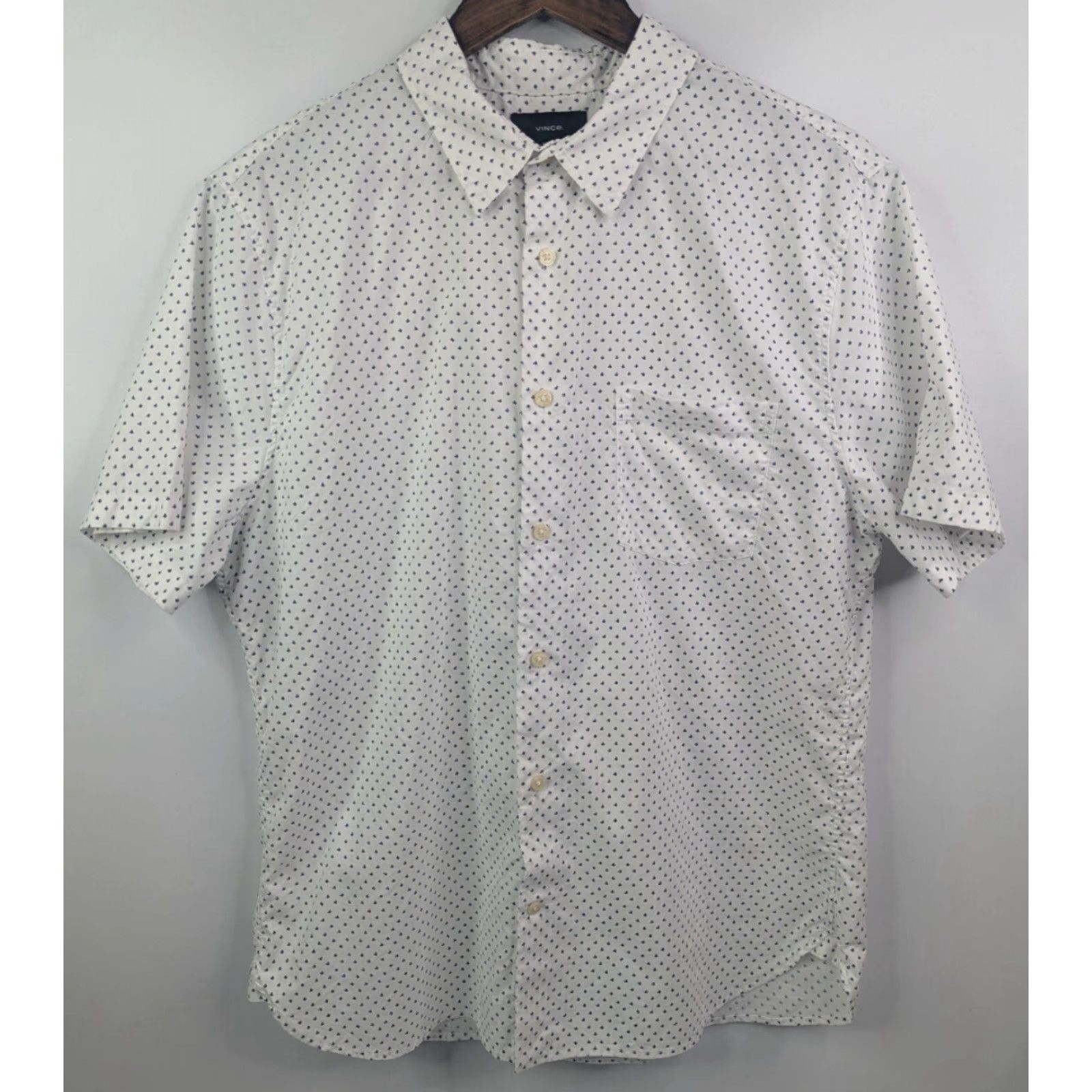Vince Vince Shirt Men L White Lyocell Classic Fit Short Sleeve Button-Up Casual Size US L / EU 52-54 / 3 - 2 Thumbnail