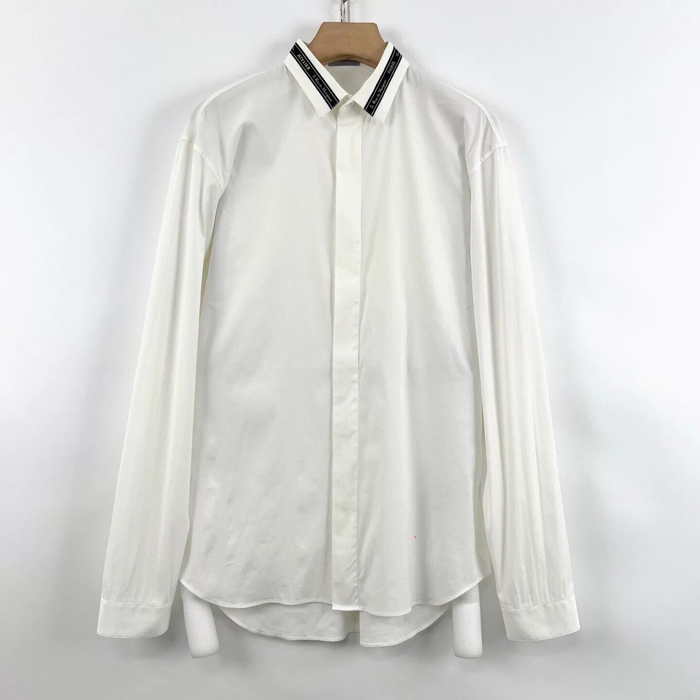 Dior Dior White Collar Slogan Long-Sleeve Shirt Size US XXS / EU 40 - 1 Thumbnail