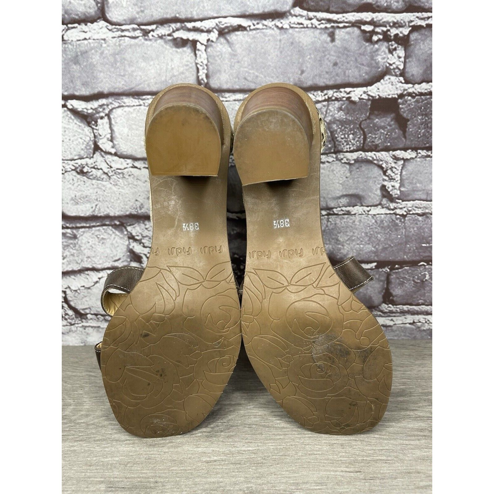 Fiji Fidji Ivory Leather Snake Skin Anke Strap Print Brown Heel S Size US 8 / IT 38 - 19 Thumbnail