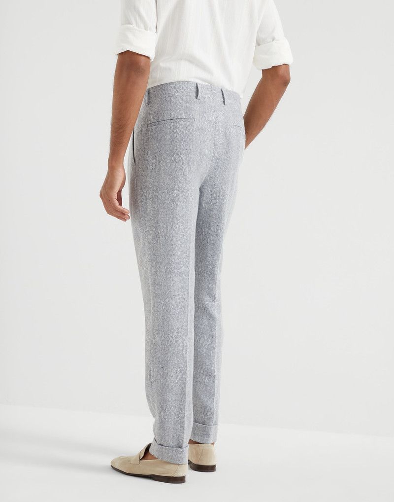 Brunello Cucinelli o1la1rc1a0326 Wool And Cotton Textured Trousers in Grey Size US 34 / EU 50 - 2 Thumbnail