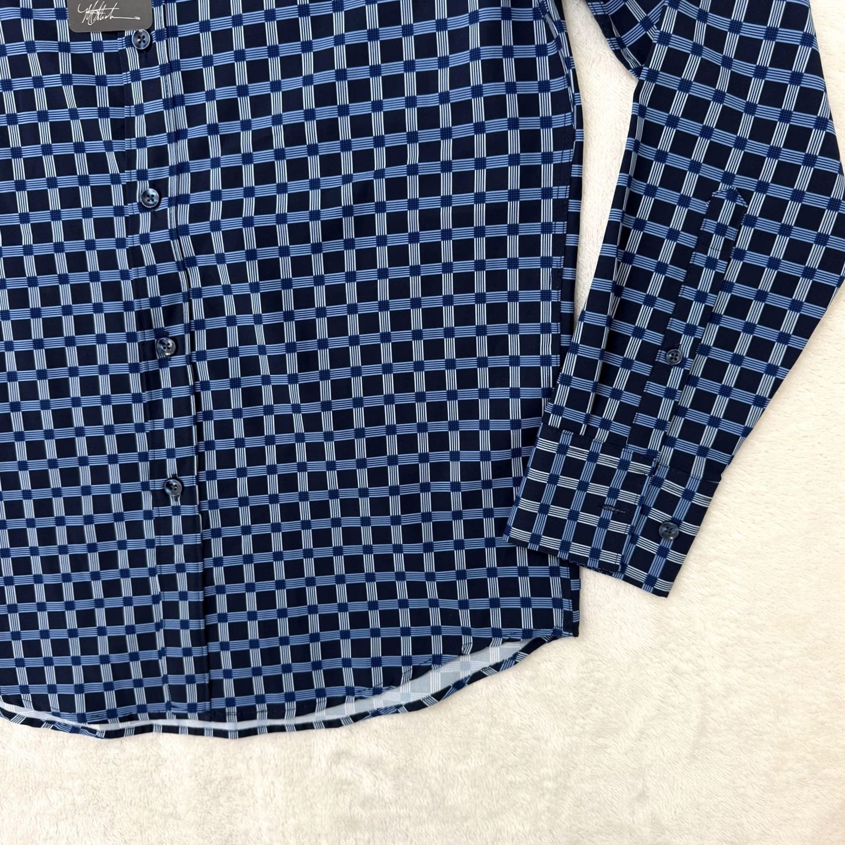 Vintage Michael Strahan Shirt Mens Small Blue Check Stretch Button Up Non Iron Shirt Size US S / EU 44-46 / 1 - 4 Thumbnail