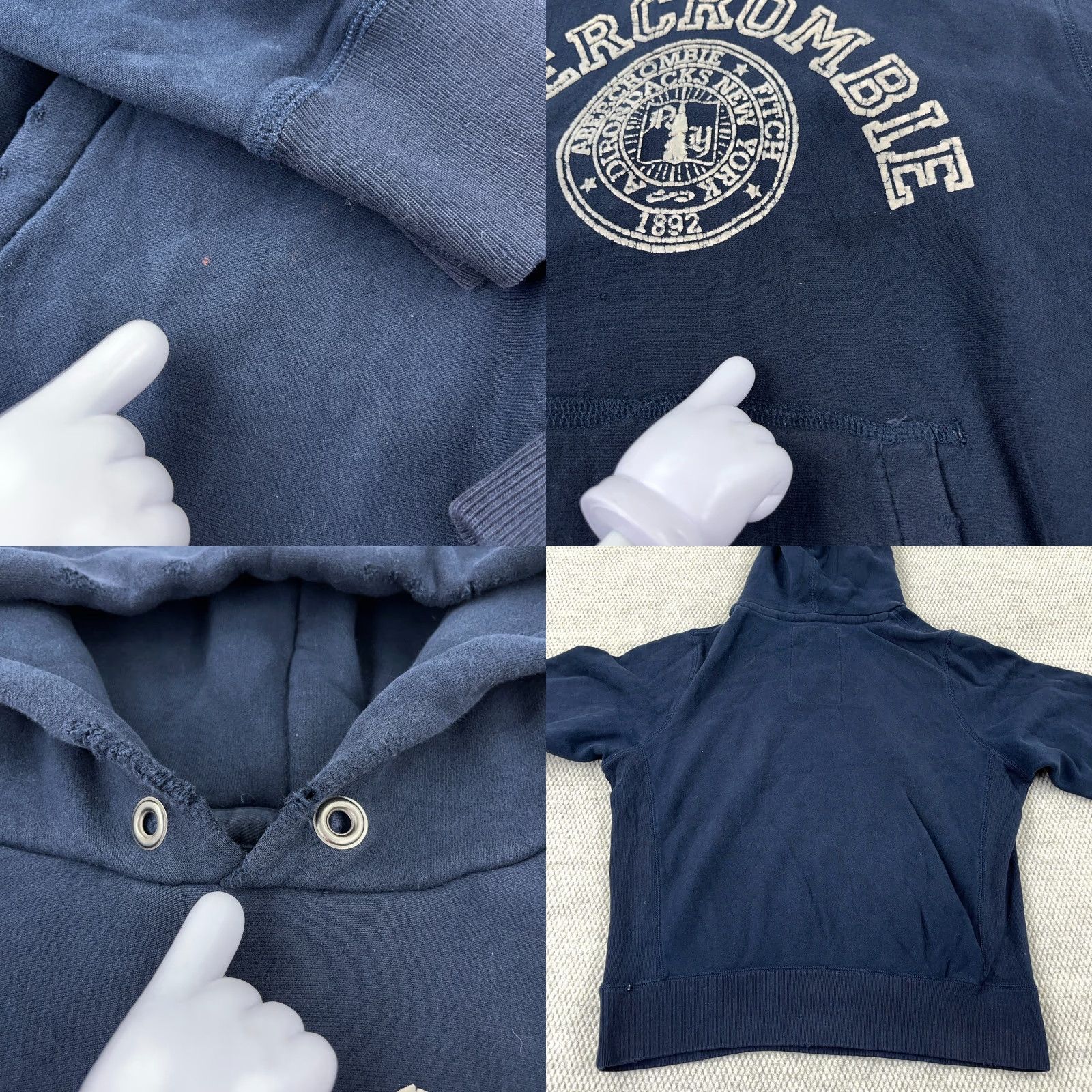 Abercrombie & Fitch VINTAGE Abercrombie & Fitch Hoodie Men L Blue Sweatshirt Hooded Logo Embroidered Fleece Graphic Print Lightweight? Size US L / EU 52-54 / 3 - 8 Thumbnail