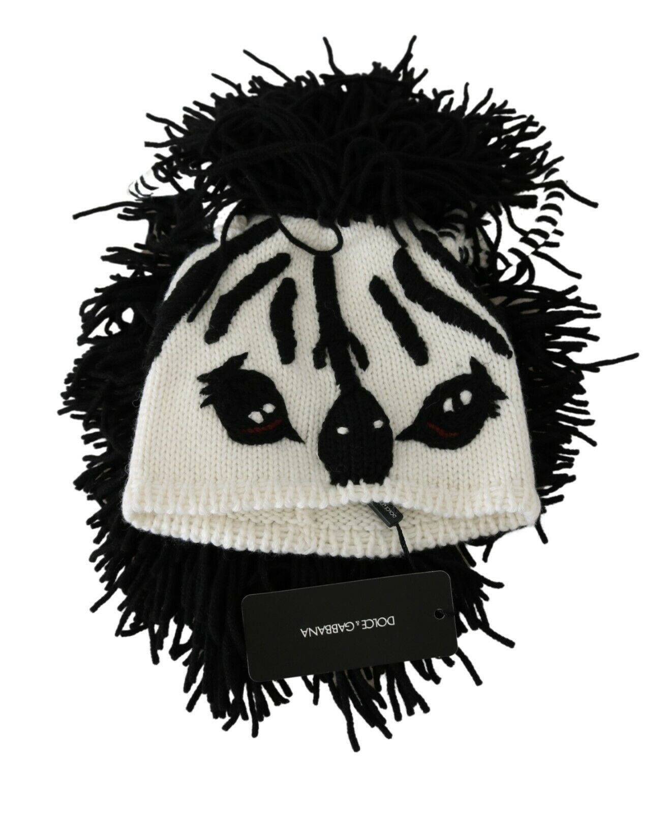 Dolce & Gabbana Black and White Knitted Cashmere Women's Beanie Size ONE SIZE - 1 Thumbnail
