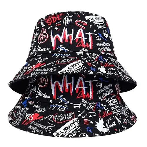 Japanese Brand WHAT Printing Personality Bucket Hat Fisherman Size ONE SIZE - 3 Thumbnail