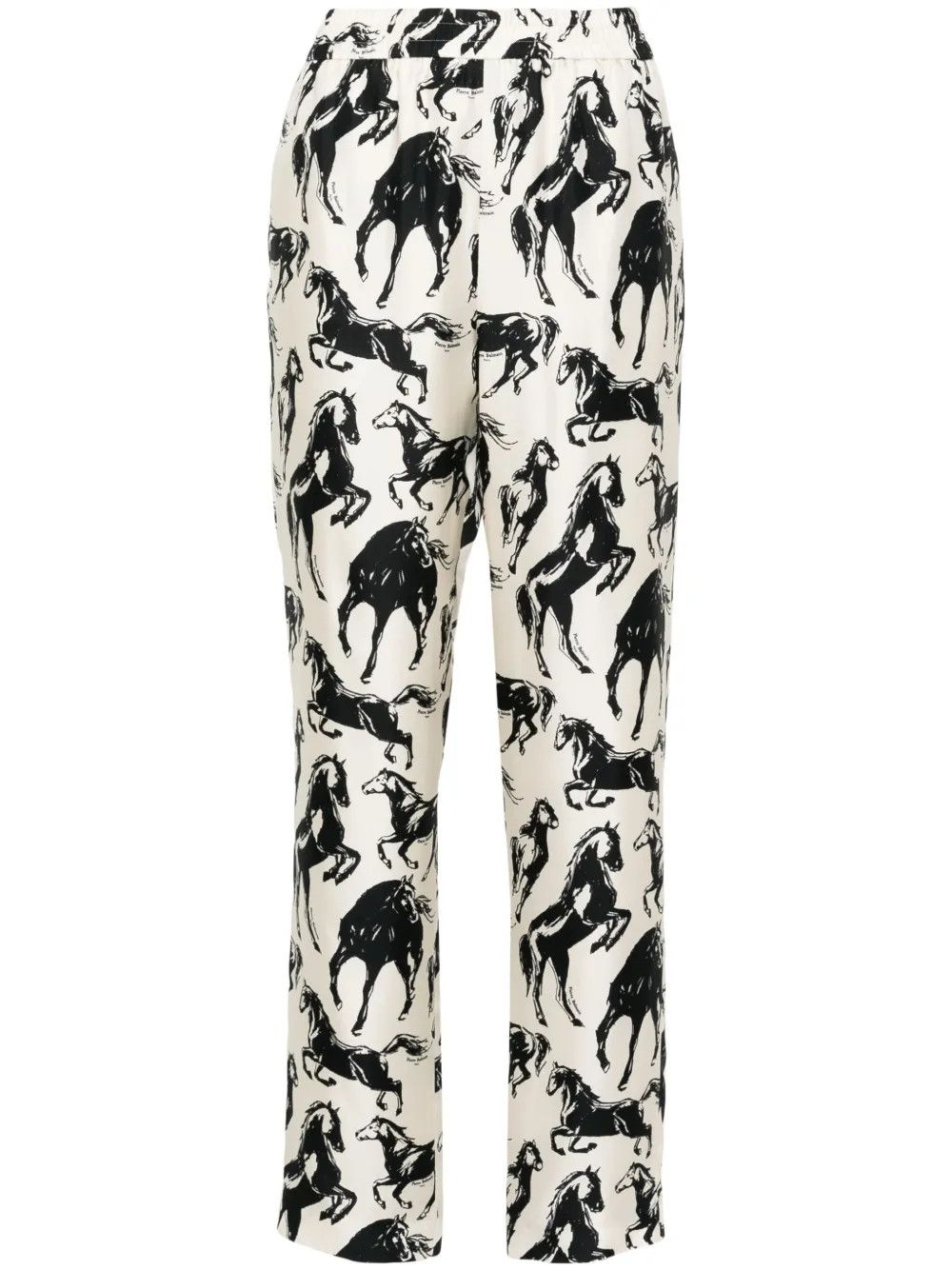 Balmain o1s1wg110825 Horse Print Silk Tapered Trouser in Black/White Size 27" / US 4 / IT 40 - 1 Thumbnail