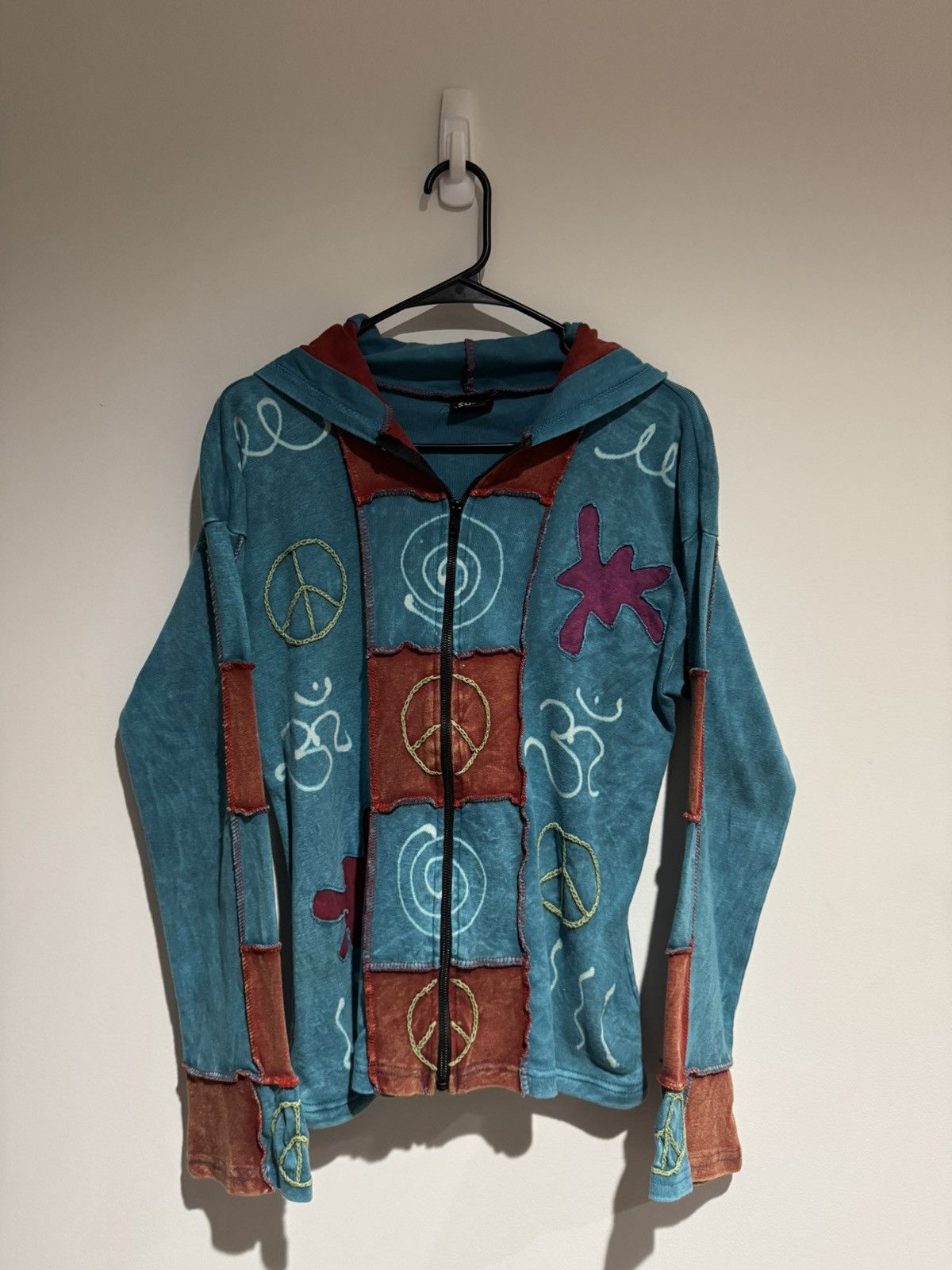 Vintage Embroidered Patchwork Zip Hoodie With Elf Style Hood Size M / US 6-8 / IT 42-44 - 1 Thumbnail
