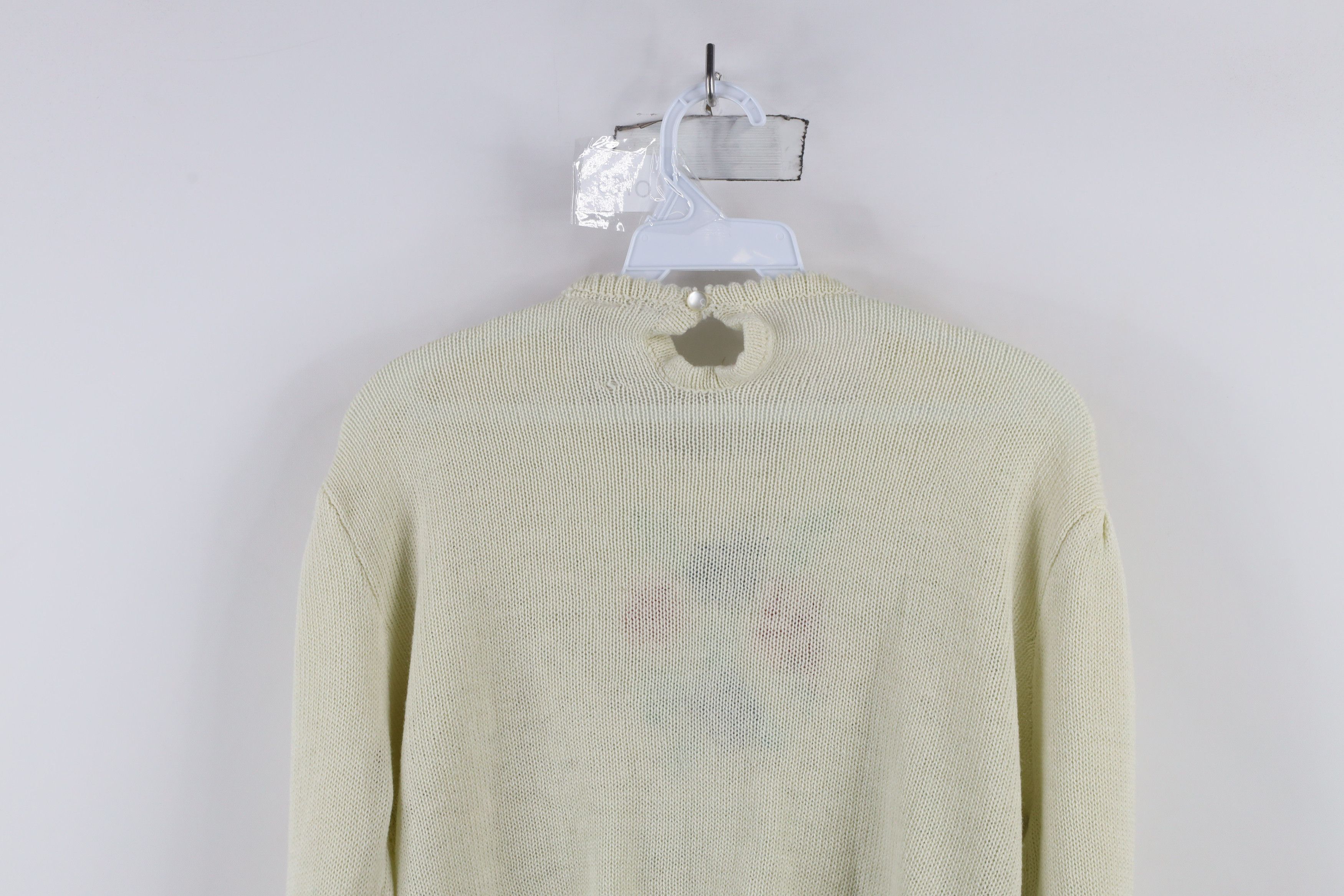 Vintage Vintage 70s Streetwear Ruffled Flower Knit Sweater Beige Size L / US 10 / IT 46 - 12 Thumbnail