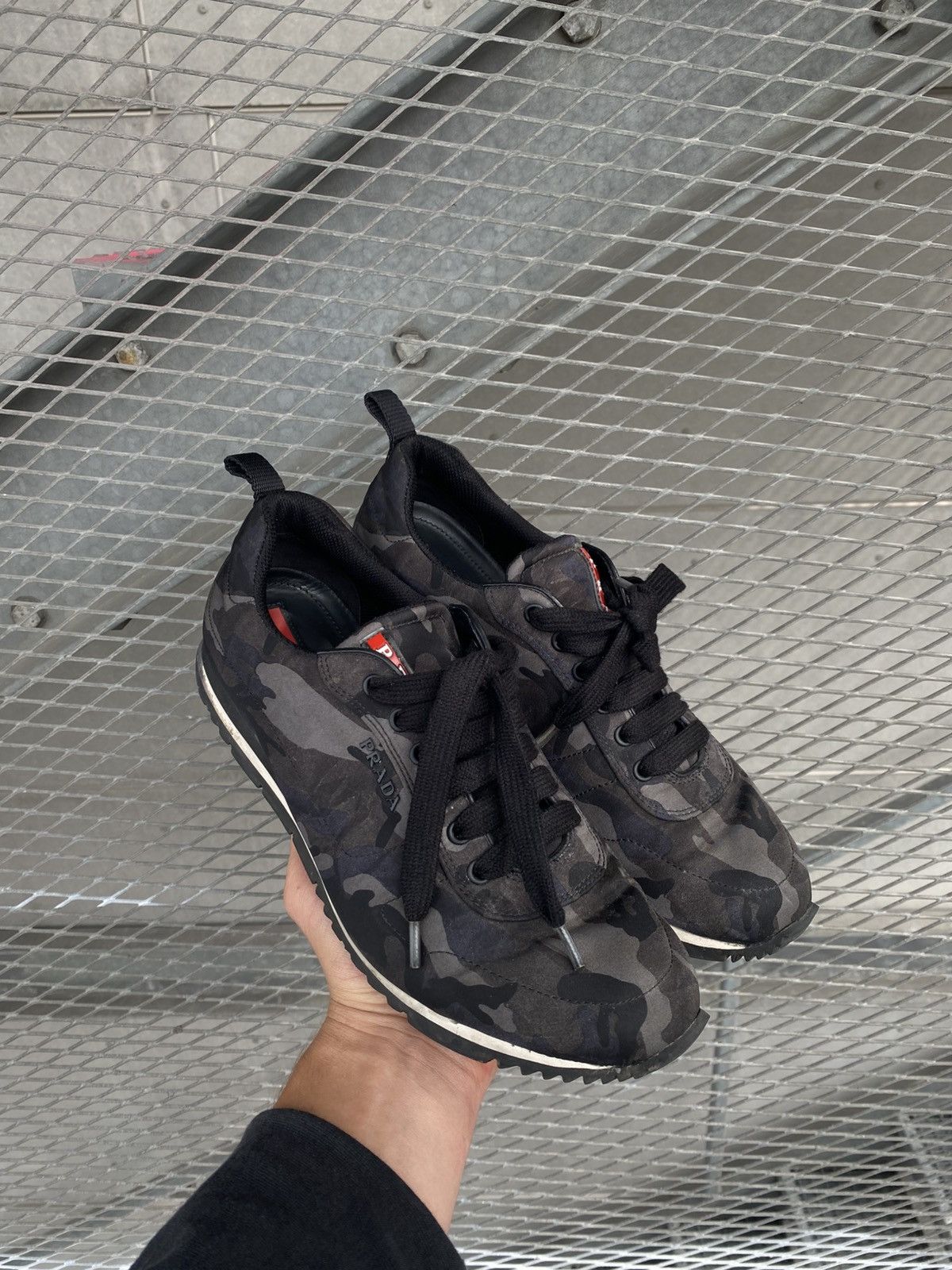 Prada Logo Camo Red Tab Sneakers