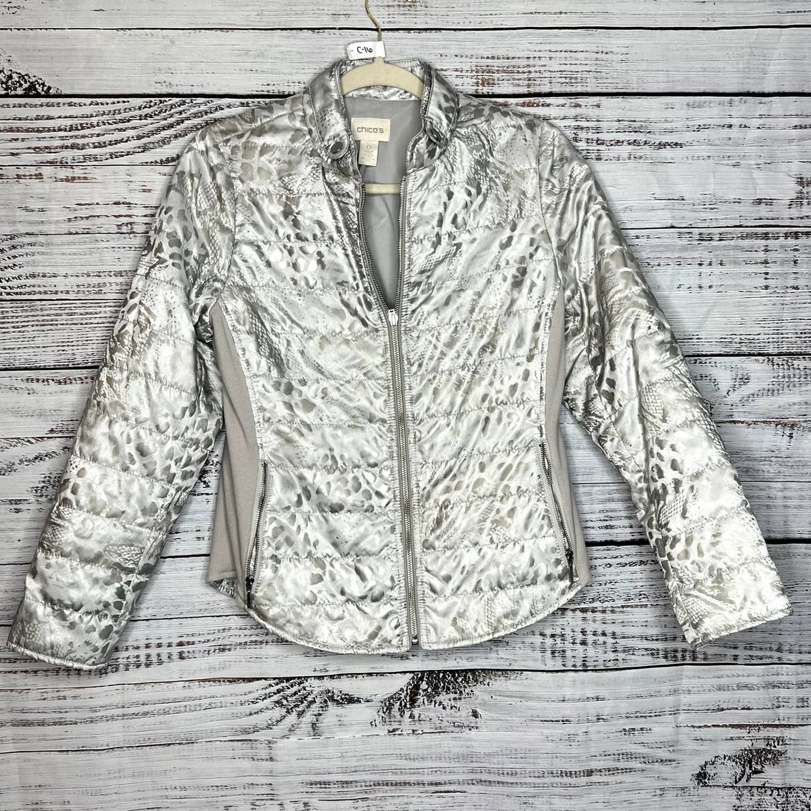 Chicos Chico’s Metallic Animal Print Quilted Zip Jacket 4 Size S / US 4 / IT 40 - 1 Thumbnail