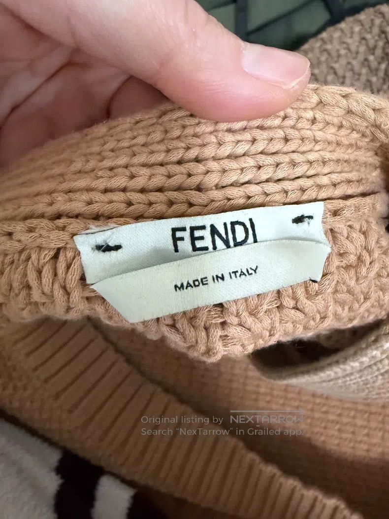 Fendi Fendi Khaki knit cardigan with classic striped design Size S / US 4 / IT 40 - 6 Thumbnail
