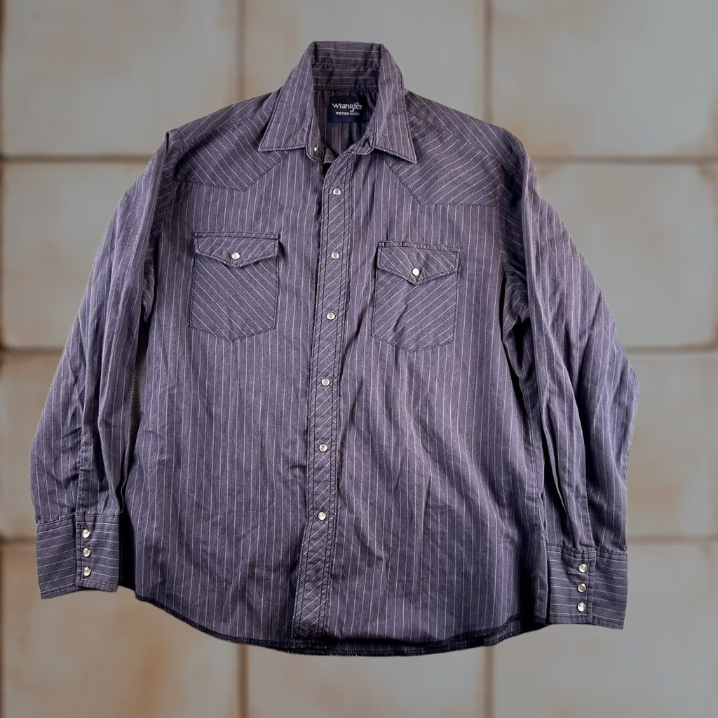 Wrangler Wrangler Western Shirt Mens L Purple Striped Long Sleeve Pearl Snaps Cowboy Button-Up Size US L / EU 52-54 / 3 - 1 Thumbnail