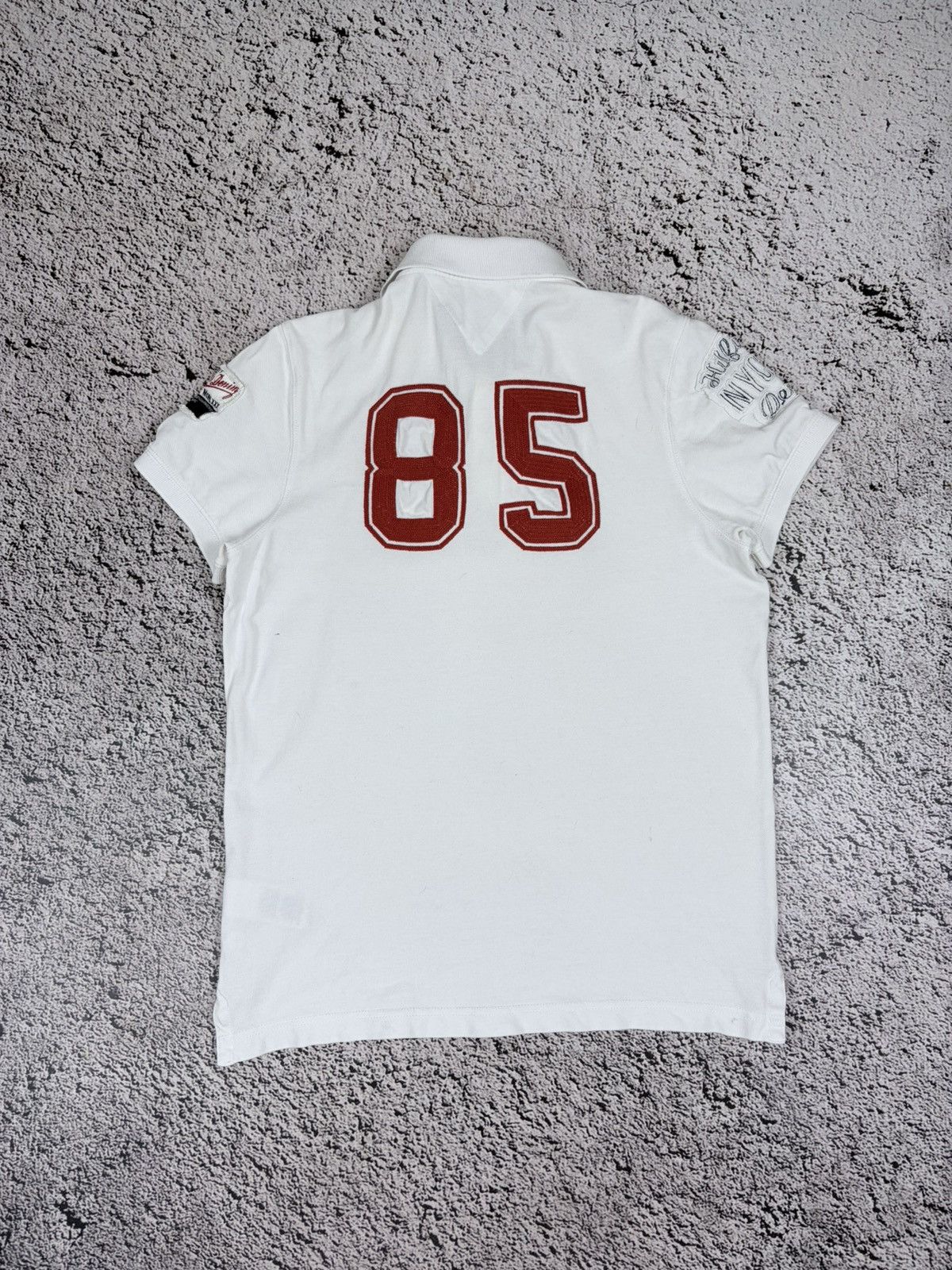 Tommy Hilfiger Tommy Hilfiger Denim White Varsity 85 Patch Polo Shirt L Size US L / EU 52-54 / 3 - 2 Thumbnail
