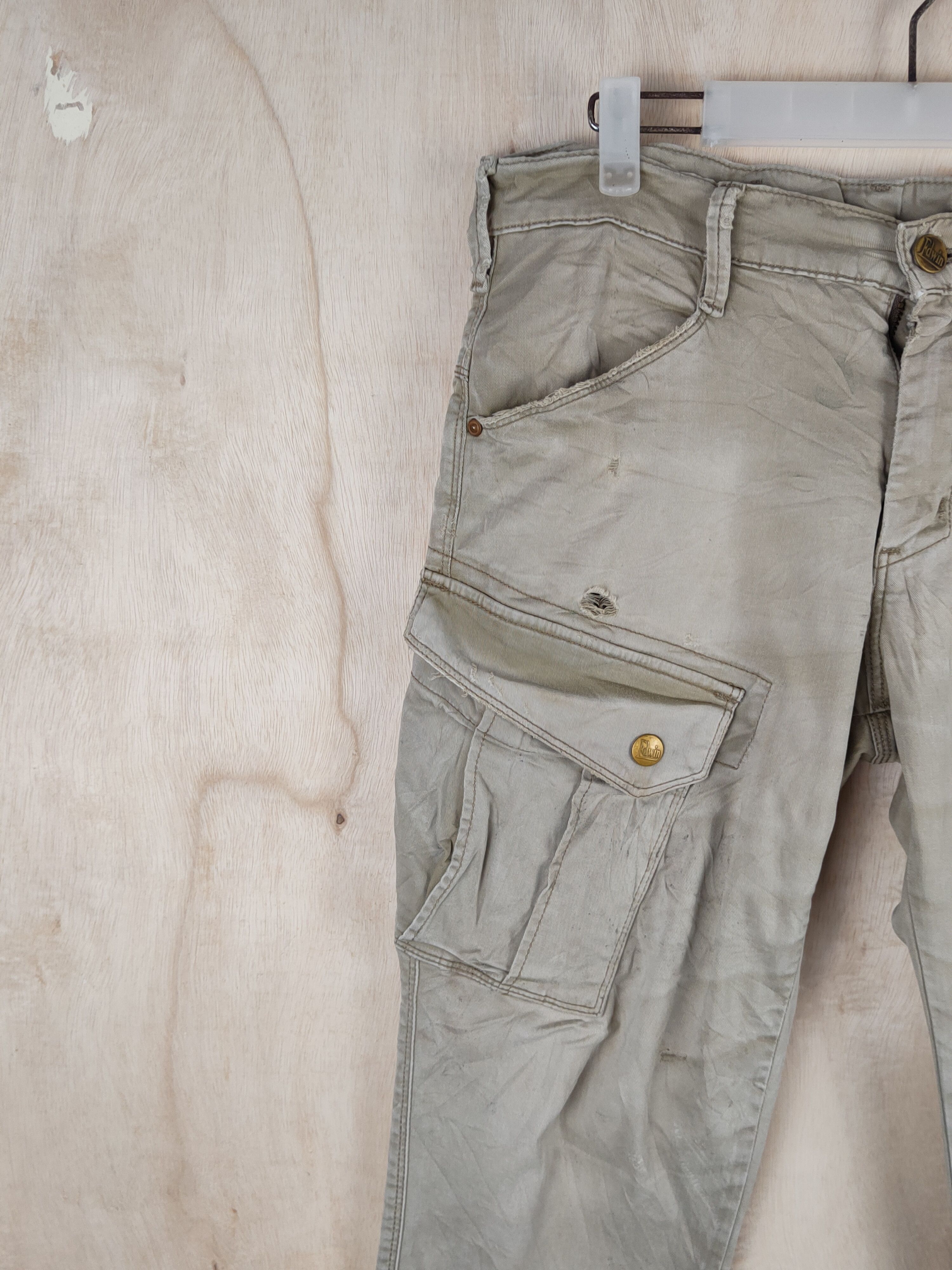 Edwin Edwin Beige Faded Multipocket Tactical Cargo Pants #S2446 Size US 31 - 3 Thumbnail