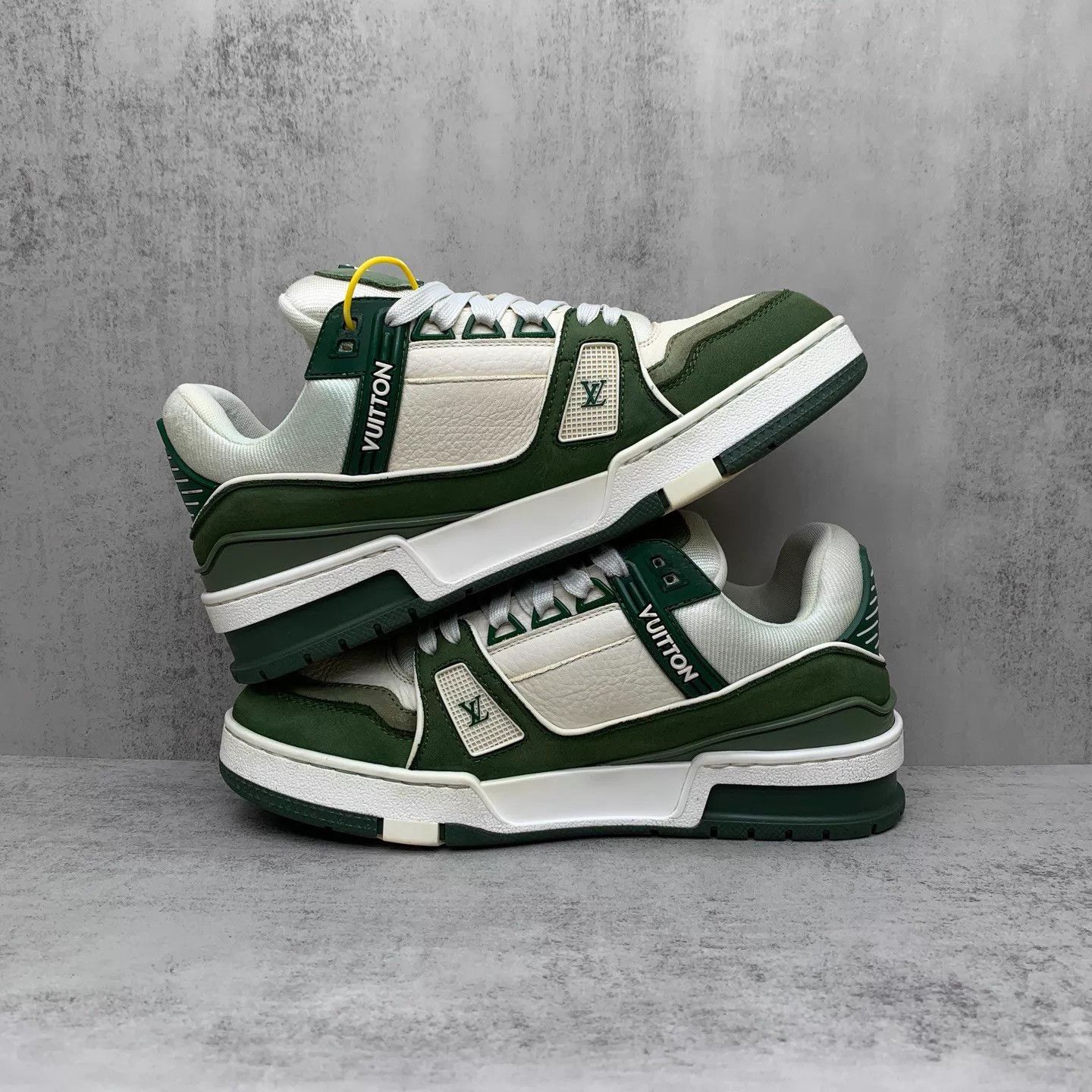 Louis Vuitton Lv Trainer White Green Suede 37 95 New Size US 6.5 / IT 36.5 - 3 Thumbnail