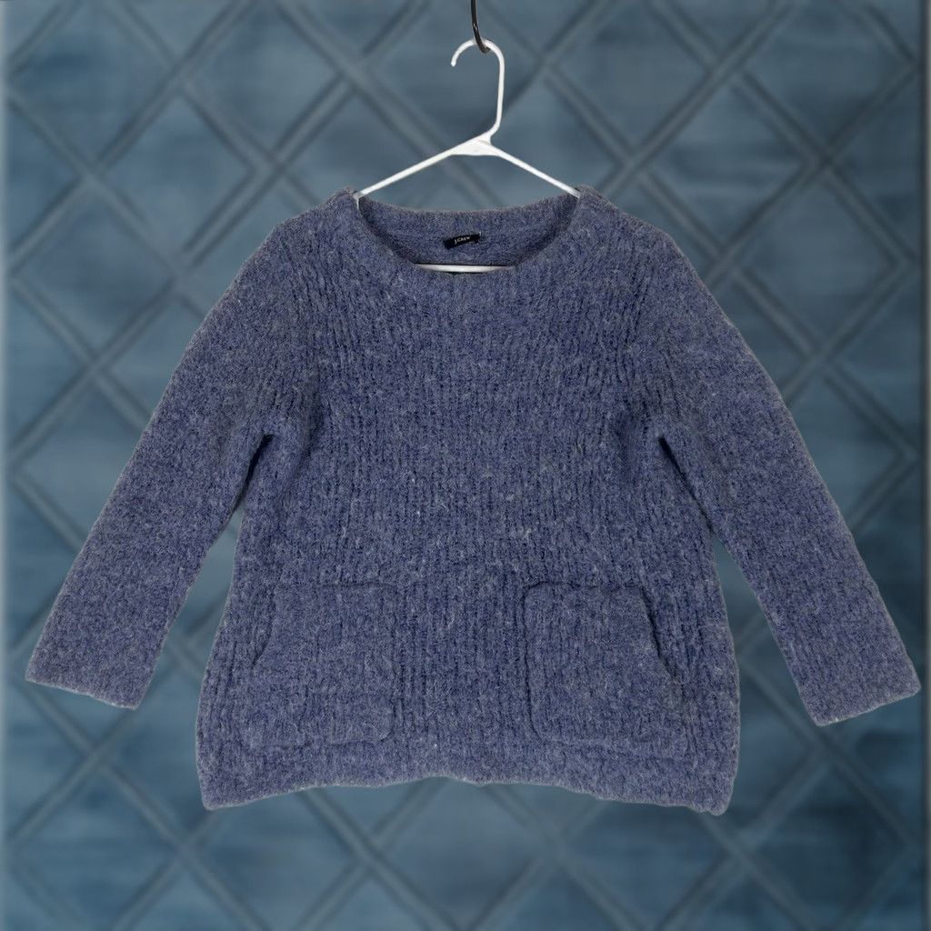 J.Crew J.CREW Sweater Womens S Wool Alpaca Blend Pullover Mock Neck Pockets Slim Knit Blue - Mens Women Size S / US 4 / IT 40 - 1 Thumbnail