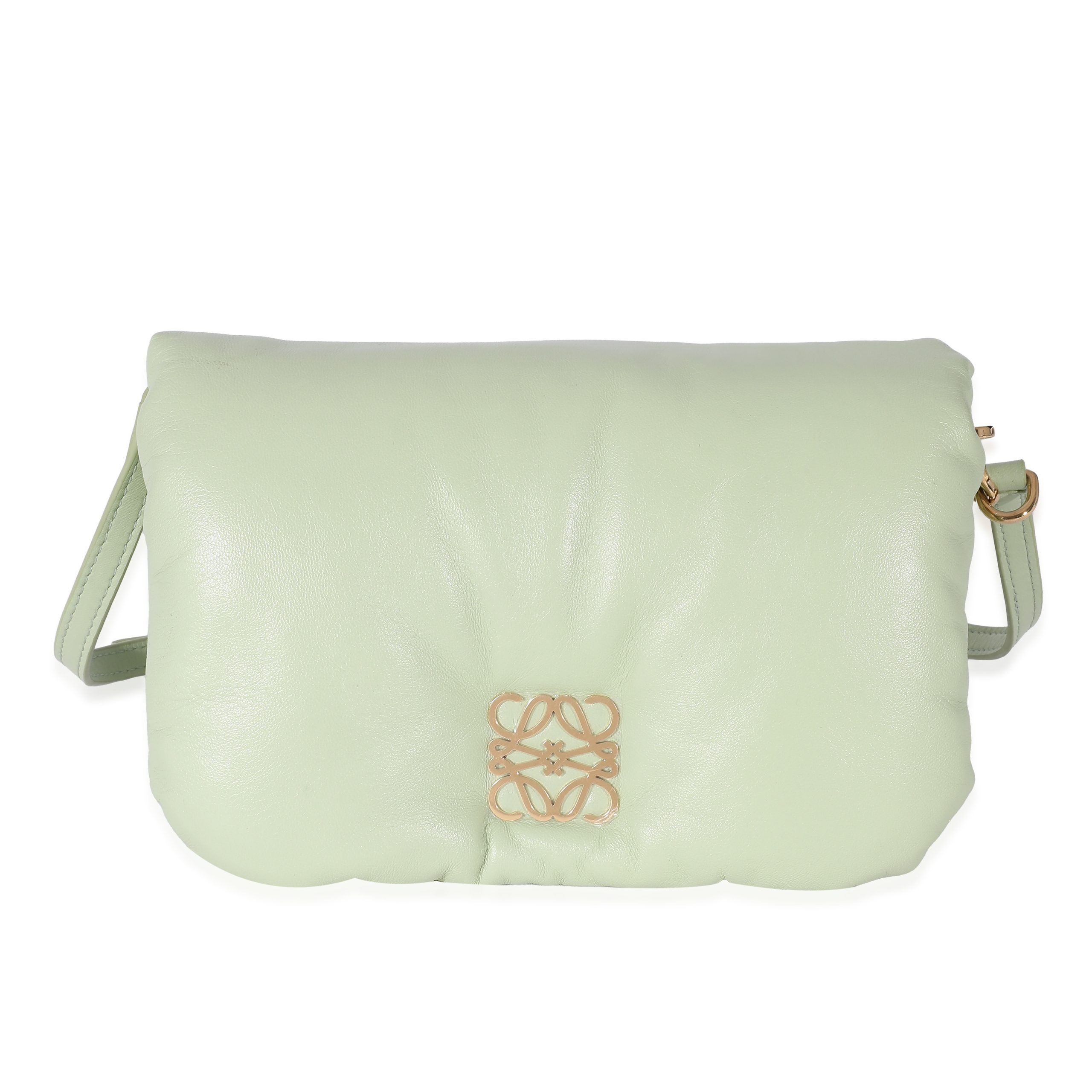 image of Loewe Shiny Nappa Lambskin Pale Green Mini Puffer Goya Bag, Women's