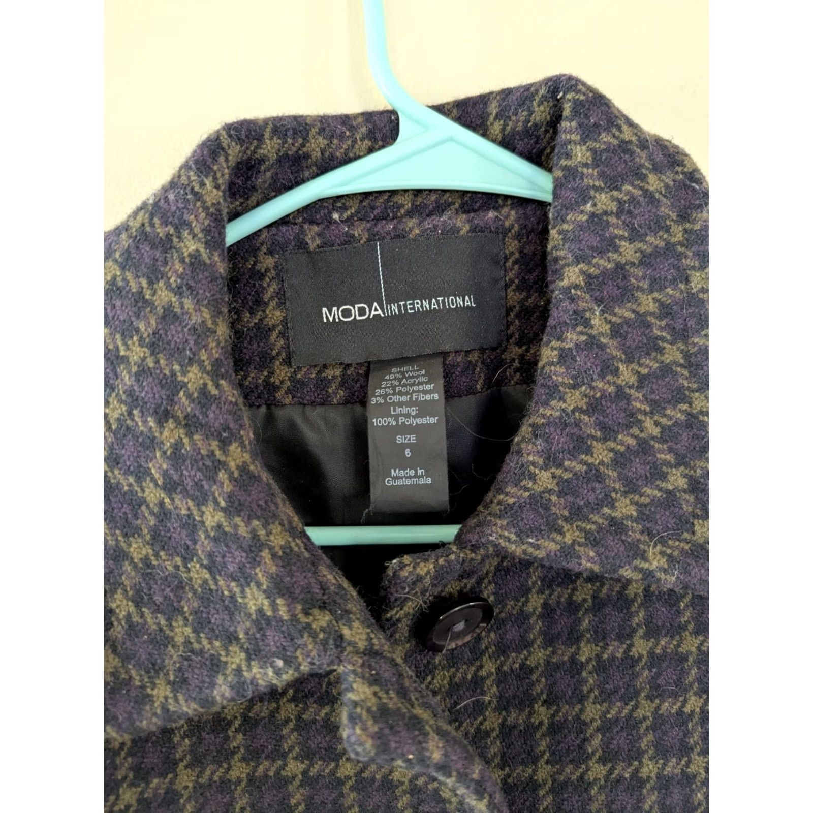 Vintage VINTAGE Moda International Pea Coat Wool Blend Jacket Plaid Women's Size 6 Black Wool Lining Pockets Collared Long Coat Button Regular Women Size M / US 6-8 / IT 42-44 - 3 Thumbnail
