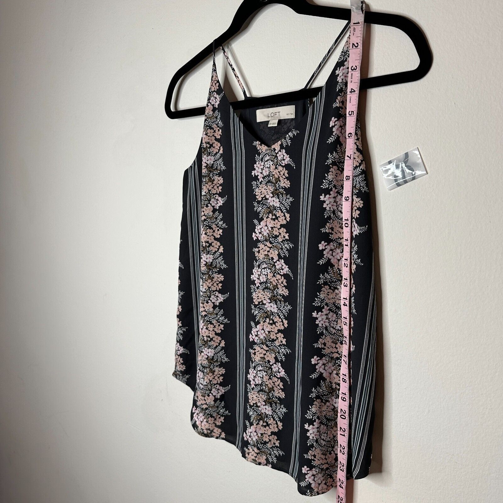 Loft Loft Gray Pink Floral Stripe VNeck Halter Sleeveless Top XSP Size XS / US 0-2 / IT 36-38 - 9 Thumbnail