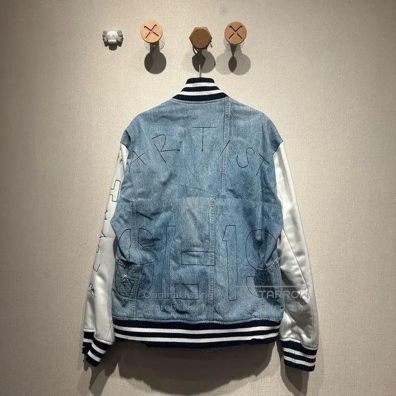 Greg Lauren Greg Lauren Antique Denim Spliced Graffiti Baseball Jacket Size US L / EU 52-54 / 3 - 2 Thumbnail