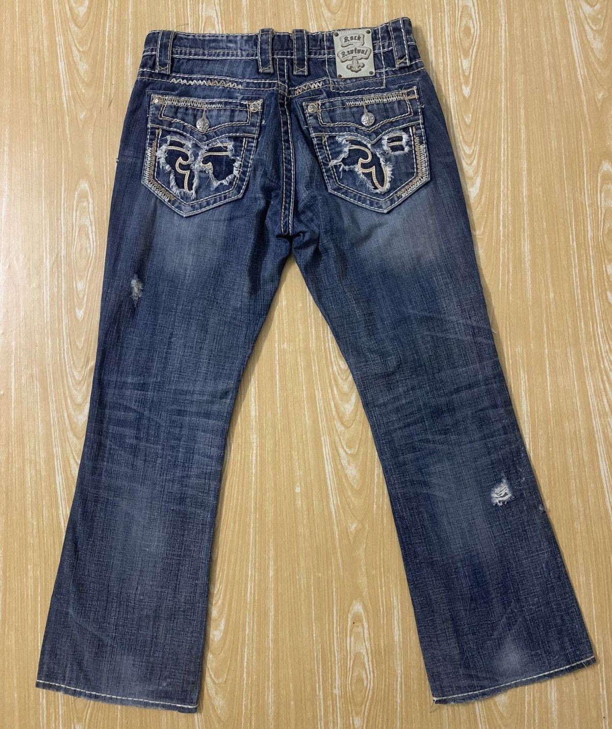 Rock Revival Rare.. Distressed Rock Revival Slim Boot Flare Jeans Pants Size US 34 / EU 50 - 5 Thumbnail