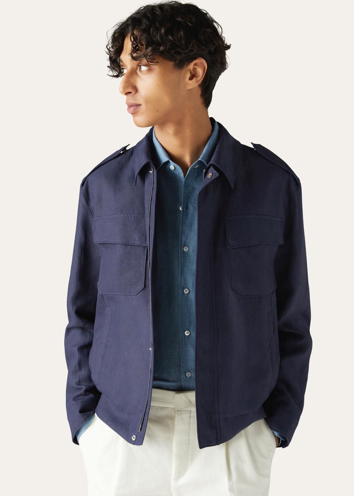 Loro Piana o1srvl11e1124 Nevado Bomber Jacket in Navy Blue Size US L / EU 52-54 / 3 - 4 Thumbnail