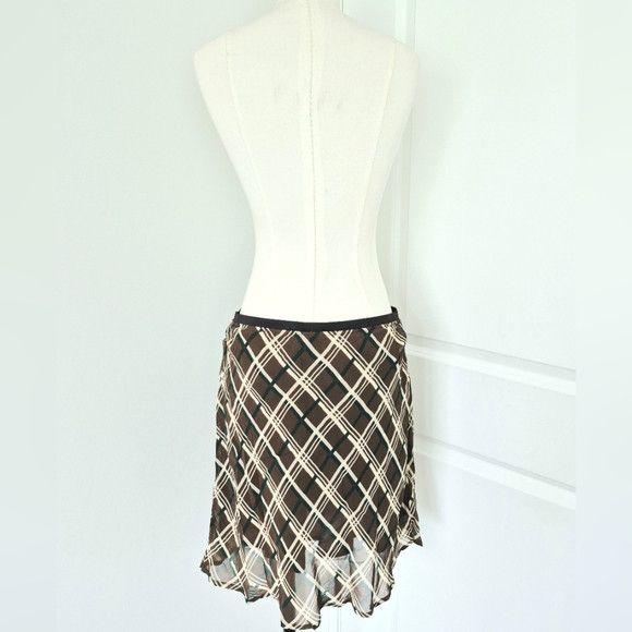 Anthropologie Plaid Chiffon Skirt Fall Gift Party School Spring Work Size 34" / US 12 / IT 48 - 6 Thumbnail