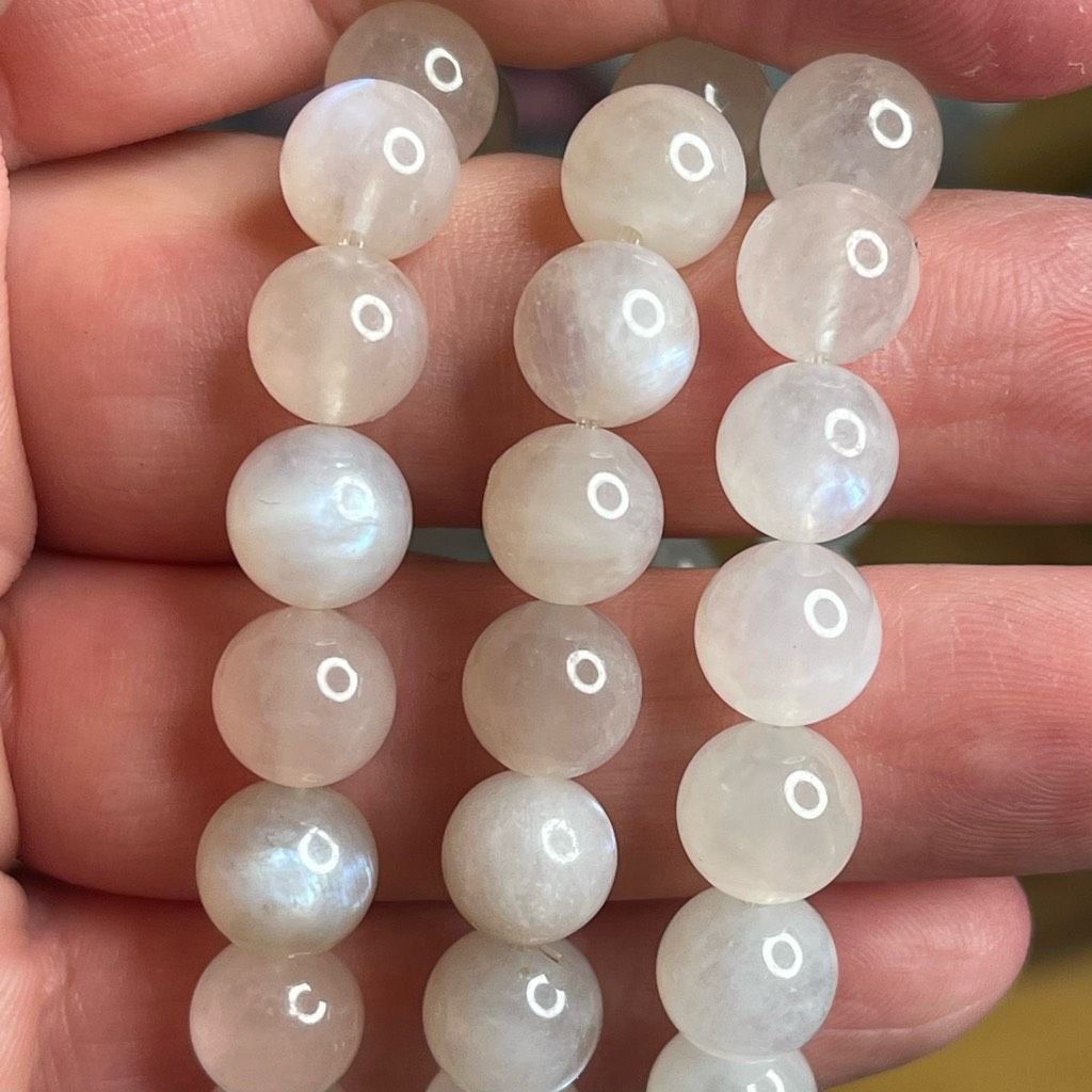 Other White Moonstone beaded bracelet 7” crystal healing beads 8mm Size ONE SIZE - 3 Thumbnail