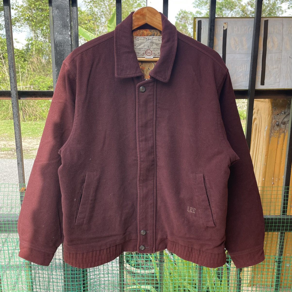 Lee 🔥Vintage Lee Small Logo Full Zipper Wool Maroon Jacket Size US M / EU 48-50 / 2 - 5 Thumbnail