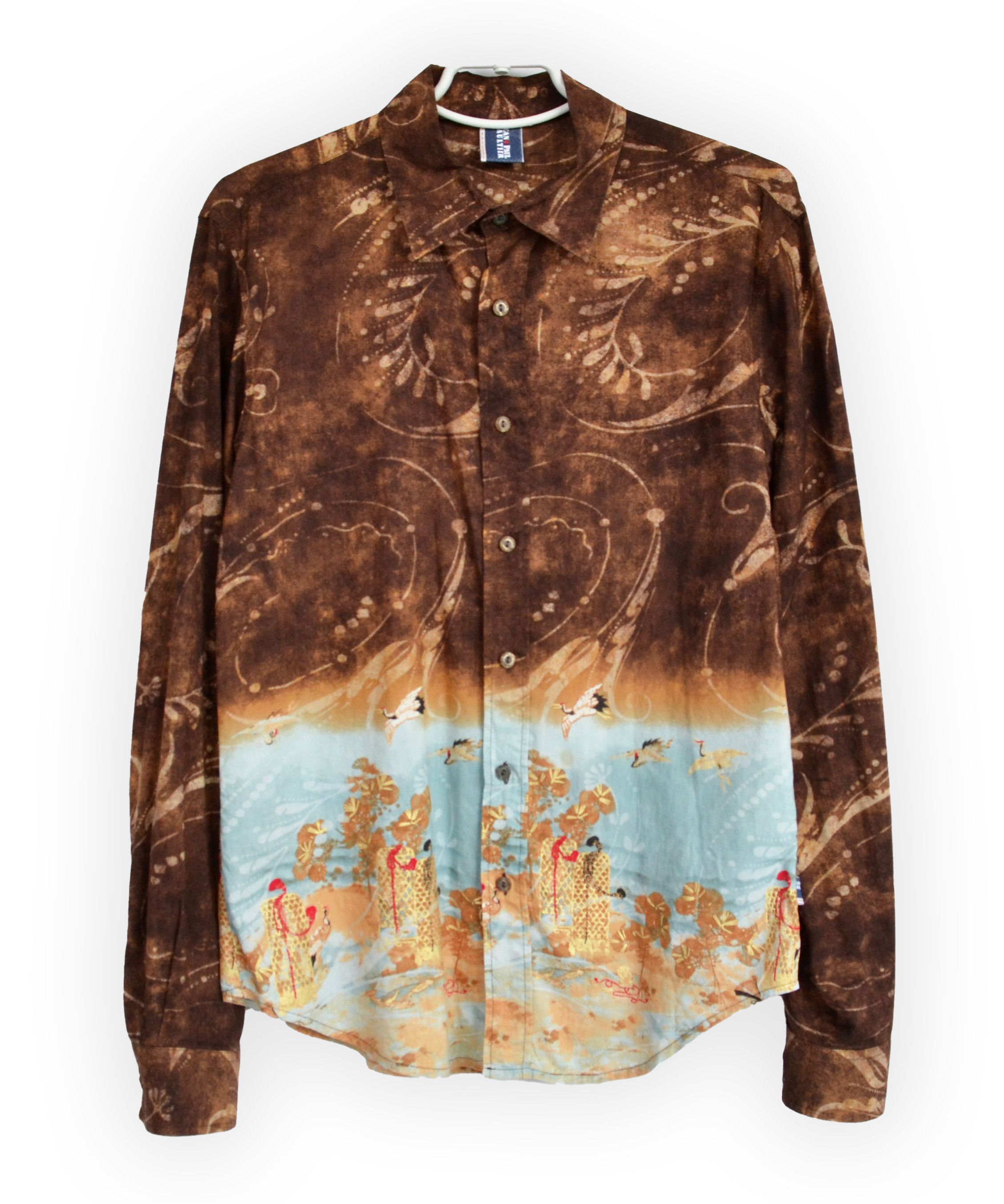 Jean Paul Gaultier Jean Paul Gaultier Shirt Long Sleeve Printed Brown 90s Size US S / EU 44-46 / 1 - 1 Thumbnail