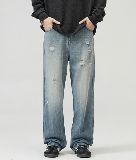 Japanese Brand × Vintage Men's straight wide-leg vintage washed ripped baggy jeans Size US 32 / EU 48 - 1 Thumbnail
