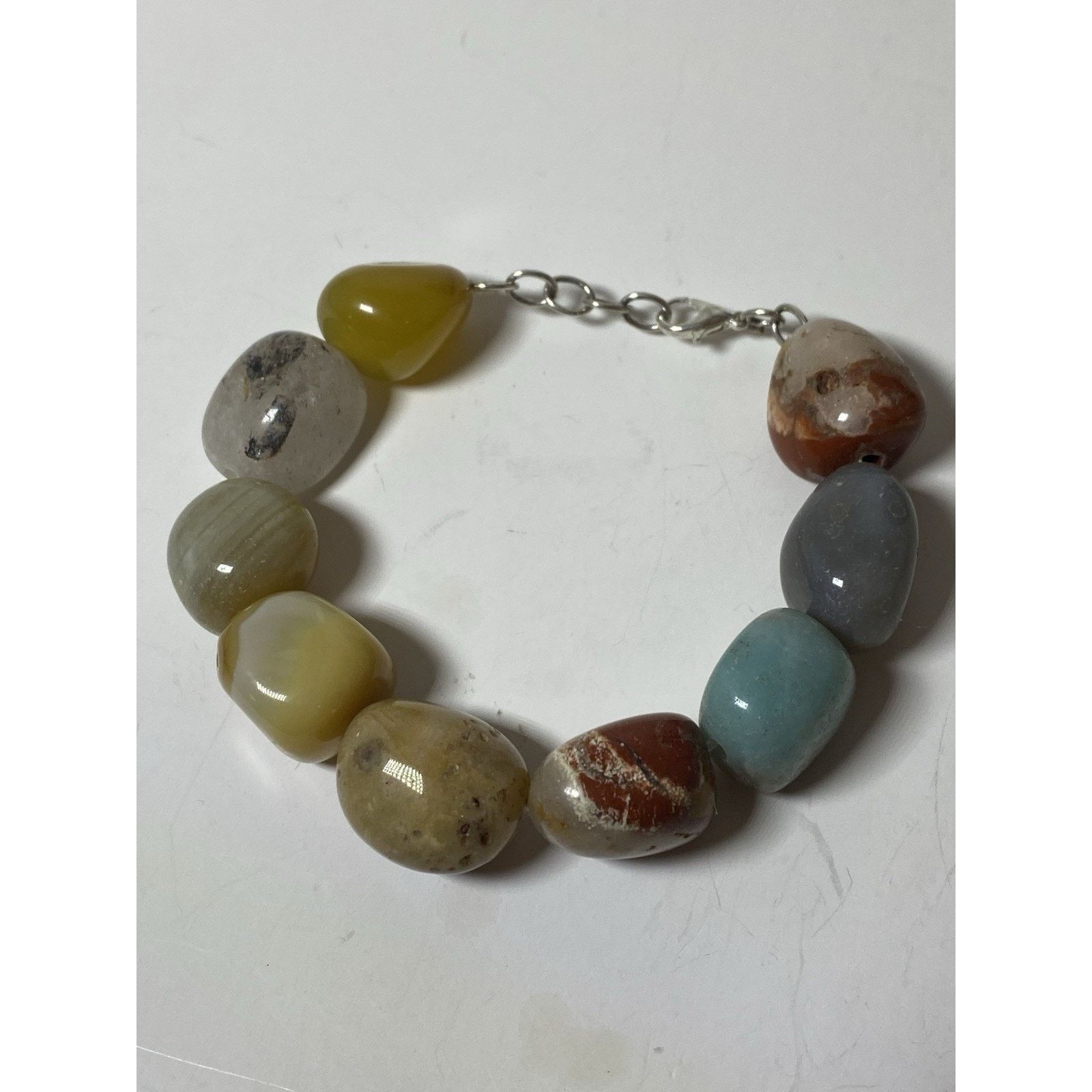 Other Vintage Polished Agate Gemstone Beggar Bead Bracelet Size ONE SIZE - 2 Thumbnail