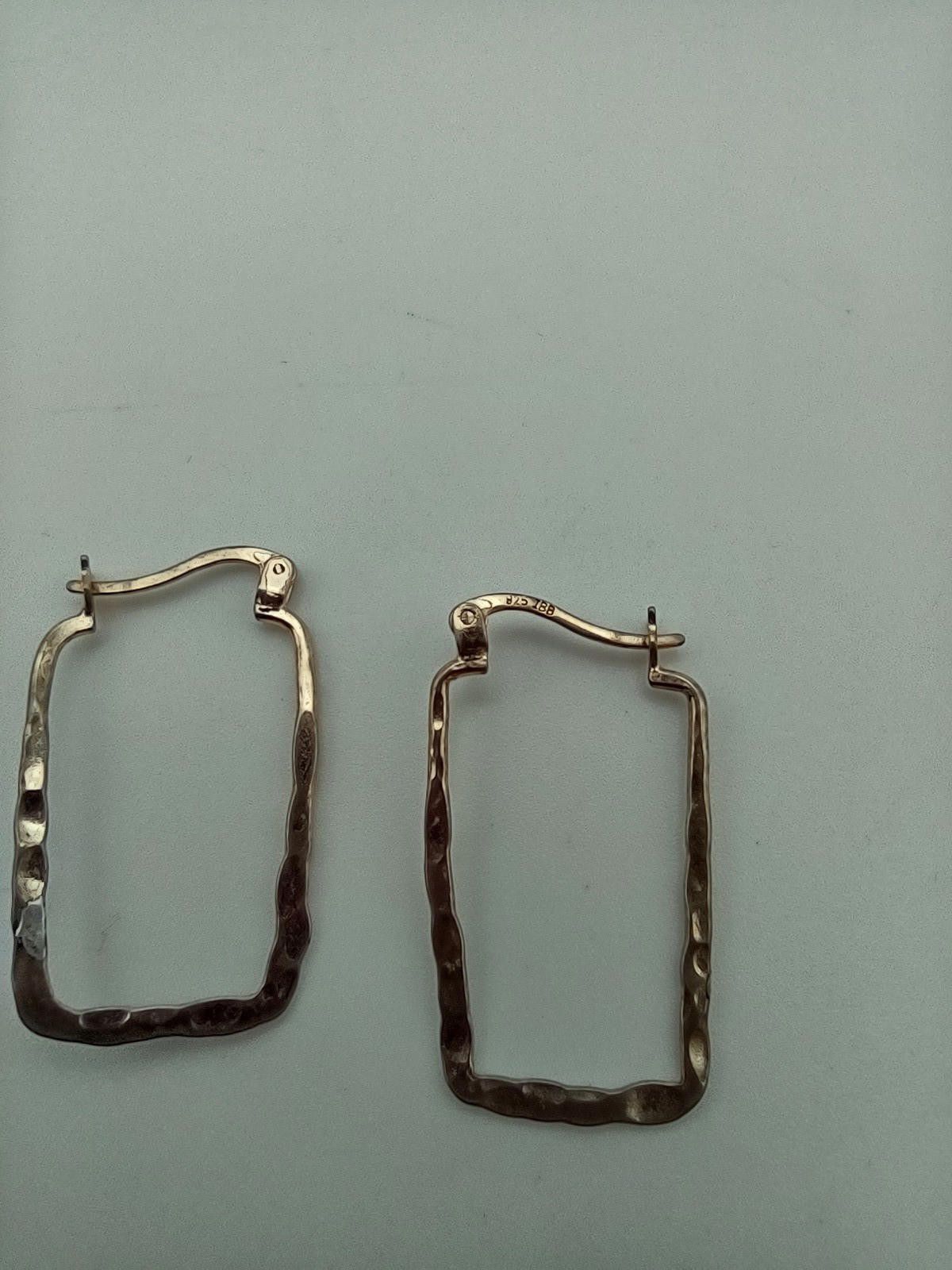Other IBB Sterling Silver Hammered Rectangular Hoop Earrings Size ONE SIZE - 2 Thumbnail