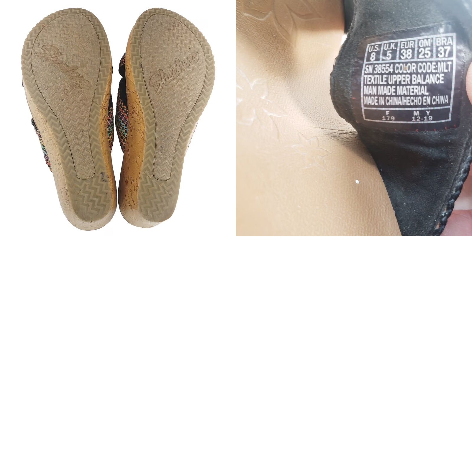 SKECHERS Skechers Beverlee Multicolor Wedge Slide Sandals Women 8 Slip-On Boho Chic Striped Luxe Foam Comfort Size US 8 / IT 38 - 9 Thumbnail